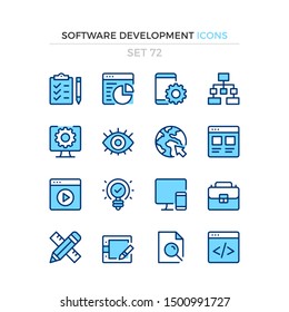 Software development icons. Vector line icons set. Premium quality. Simple thin line design. Modern outline symbols collection, pictograms.