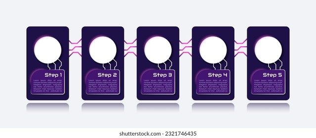 Software development infographic chart design template. Abstract infochart with copy space. Instructional graphics with 5 step sequence. Visual data presentation. Audiowide, Roboto Light fonts used