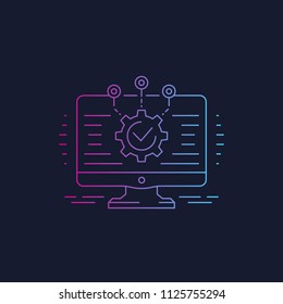 software development, integration and automation vector linear icon