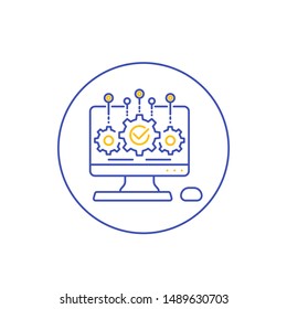 software development and integration icon, line vector