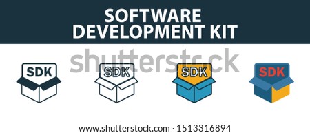 Software Development Kit icon set. Premium simple element in different styles from customer service icons collection. Set of software development kit icon in filled, outline, colored and flat symbols.