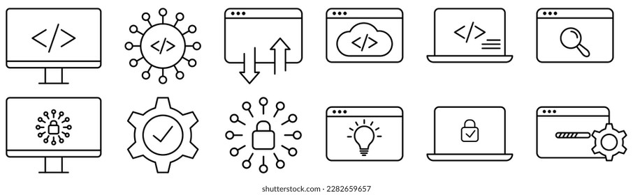 Software development line icons. Design can use for web and mobile app. Vector illustration isolated on white background