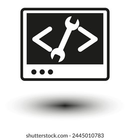 Software development and programming icon. Coding tools on screen. Web development concept. Vector illustration. EPS 10.