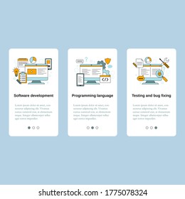 Software development, Programming language, Testing and bug fixing. Vector template for website, mobile website, landing page, ui.