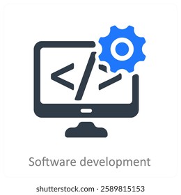 Software Development and protection icon concept