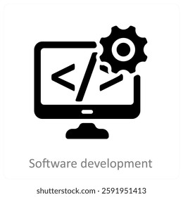 Software Development and protection icon concept