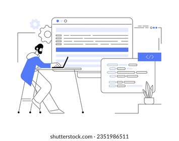 Software development tools abstract concept vector illustration. Professional IT developer using tools for software creation, modern technology, programming and coding process abstract metaphor.