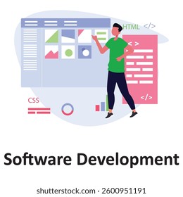Software development Vector Illustration Which can easily modify or edit

