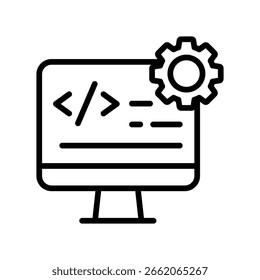 Ícone De Contorno De Vetor De Desenvolvimento De Software. Arquivo EPS 10