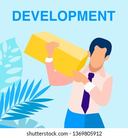 Software Development Vector Social Media Banner. Coder, Programmer Faceless Cartoon Character. Programming, Coding Process Metaphor. Man and Plant Leaves Flat Illustration with Typography
