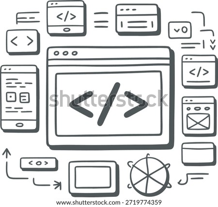 Software Development and Website Coding Workspace Concept