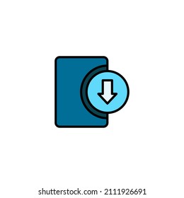 Software download icon vector, filled, line, glyph, color flat sign, solid pictogram isolated on white. Symbol, logo illustration
