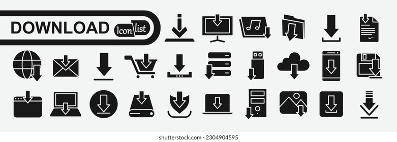 icono de descarga de software . conjunto de iconos web . colección de iconos. Ilustración vectorial simple.
