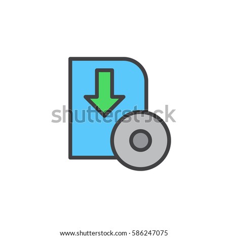 Software download line icon, filled outline vector sign, linear colorful pictogram isolated on white. Symbol, logo illustration