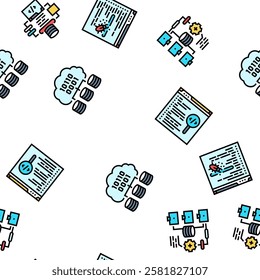 software engineer computer code vector seamless pattern thin line illustration
