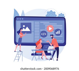 Software engineer concept. Web design and development, programmer and coding website or app. project engineer, programming software, application, developer, HTML, PHP, JS, CSS, Java Script, languages.