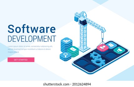 Software engineer concept. Web design and development, programmer and coding website or app. project engineer, programming software, application, developer, HTML, PHP, JS, CSS, Java Script, languages.