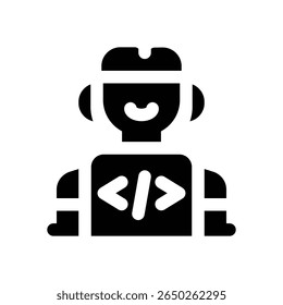 software engineer glyph icon. Strong and solid vector icon for websites, mobile interfaces, presentations, and visual branding. High quality and easy to edit.