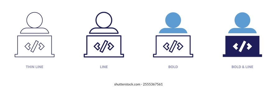 Software engineer icon in 4 different styles. Thin Line, Line, Bold, and Bold Line. Duotone style. Editable stroke.