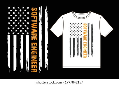 Software Engineer t-shirt and poster vector design template. Profession or job-related tee. For label, badge too.