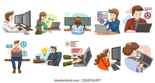 Software Engineer vector set collection graphic clipart design