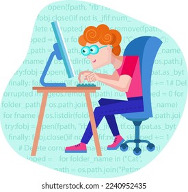 Software engineer working in the office, he is smart and hardworking, he likes his office space