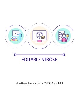 Software engineering course loop concept icon. Online class for software architecture abstract idea thin line illustration. Coding, design. Isolated outline drawing. Editable stroke. Arial font used
