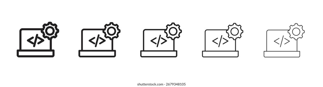 Colección de símbolos de diseño de iconos de ingeniería de software para Diseño gráfico. EPS 10