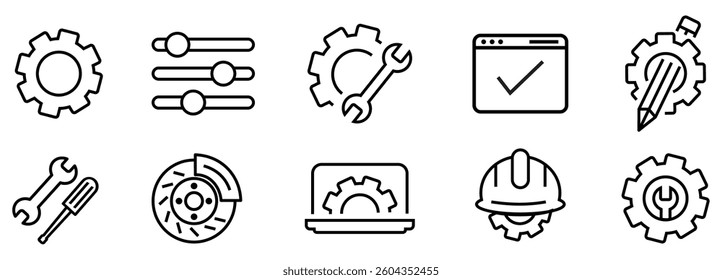 Software engineering icon set editable stroke 