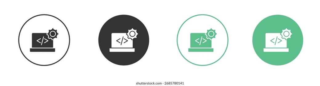 Conjunto de doodle de ilustración de símbolo de ingeniería de software. EPS10
