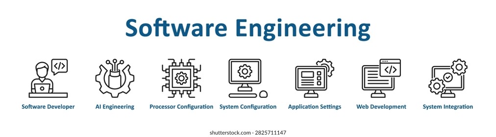 Software Engineering web icon banner with line art style