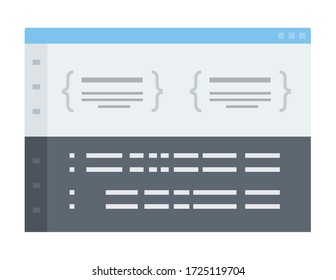 Software Environment Application Screen with Code flat icon vector isolated.