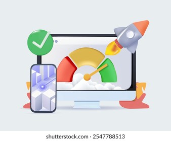 Software and frontend development abstract concept 3D vector illustration. HTML5 website development, wearable mobile app, accelerated mobile pages, responsive landing design abstract metaphor