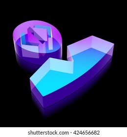 Software icon: 3d neon glowing Programmer made of glass with reflection on Black background, EPS 10 vector illustration.