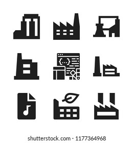 software icon. 9 software vector icons set. factory, css and music file icons for web and design about software theme
