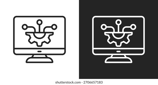 Icono De Software En Estilo De Línea En Blanco Y Negro