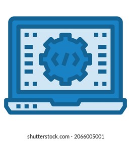 COLOR DE LÍNEA AZUL DE ICONO DE SOFTWARE . 