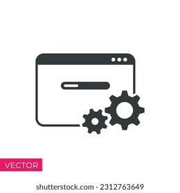 icono de software, configurar o actualizar sitio web, optimización de sesión, mantenimiento o desarrollo del sistema, vector de icono