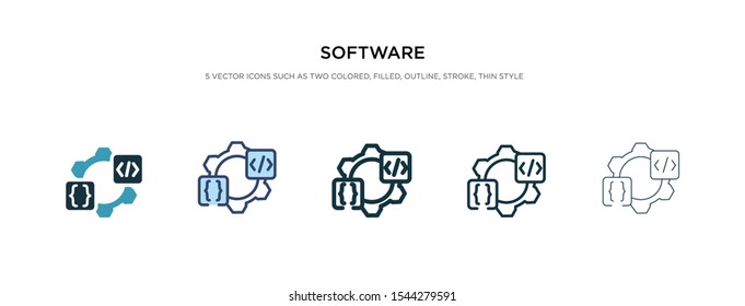 software icon in different style vector illustration. two colored and black software vector icons designed in filled, outline, line and stroke style can be used for web, mobile, ui