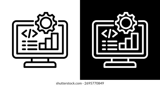 Icono de software de línea de estilo blanco y negro