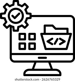 Ilustración vectorial de línea de iconos de software