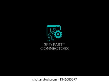 Software Icon On Black Background, 3rd Party Connectors Icon, Clean Vector - Vector