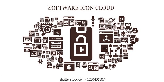  software icon set. 93 filled software icons. Simple modern icons about  - Lock phone, Web design, Css, Cms, Strategy, Color picker, Browser, Layout, Coding, Program, Code, Html