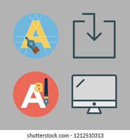 software icon set. vector set about monitor, download and text editor icons set.