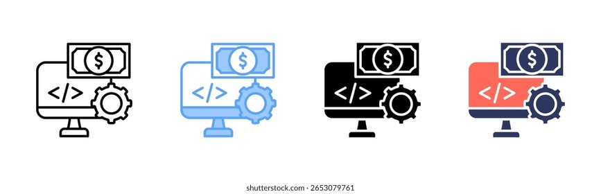 Coleção de vários estilos de folha de ícone de software
