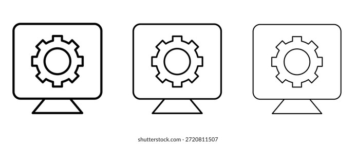 Símbolo de línea delgada del icono del software en el fondo blanco, Ilustración vectorial editable del movimiento