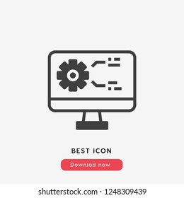 Software icon vector. Display symbol. Gear on monitor icon vector.