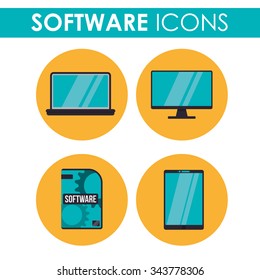 Software icons concept and technology icons design, vector illustration 10 eps graphic.