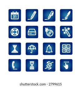 software icons on the blue background