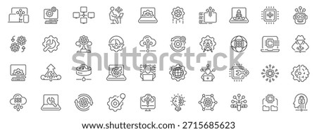 Software icons set. editable line icons, linear, app development and tech symbols